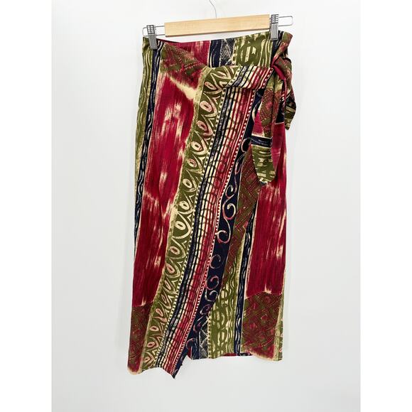 The Limited Women Printed Silk Wrap Skirt Size S Boho Hippie Resort Artsy Unique - Picture 1 of 7